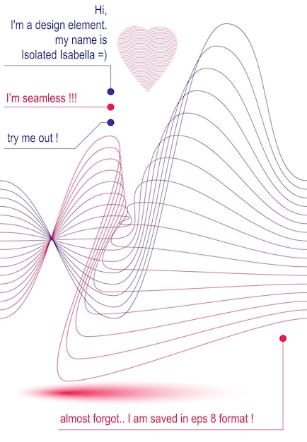 Fondo de vector de líneas paralelas que fluye elegante, elementos de diseño real, corazón amoroso. telón de fondo continuo textil abstracto sedoso romántico.