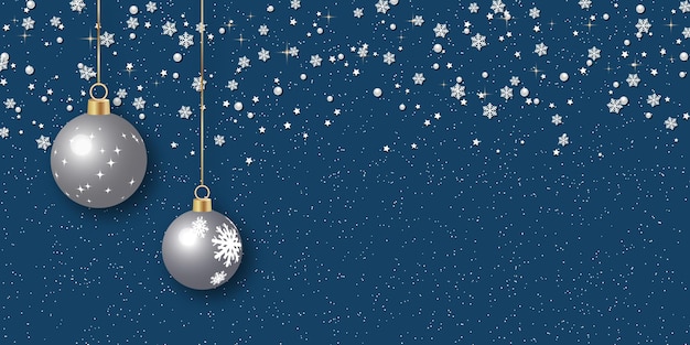 Fondo de vector de lujo de Navidad y año nuevo con estrellas y copos de nieve