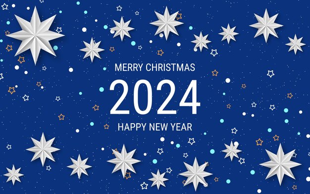 Fondo de vector de lujo de Navidad y año nuevo con estrellas y copos de nieve