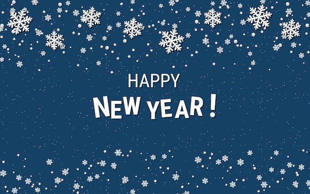 Fondo de vector de lujo de Navidad y año nuevo con estrellas y copos de nieve