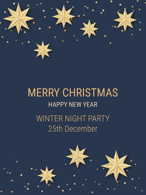 Fondo de vector de lujo de Navidad y año nuevo con estrellas y copos de nieve