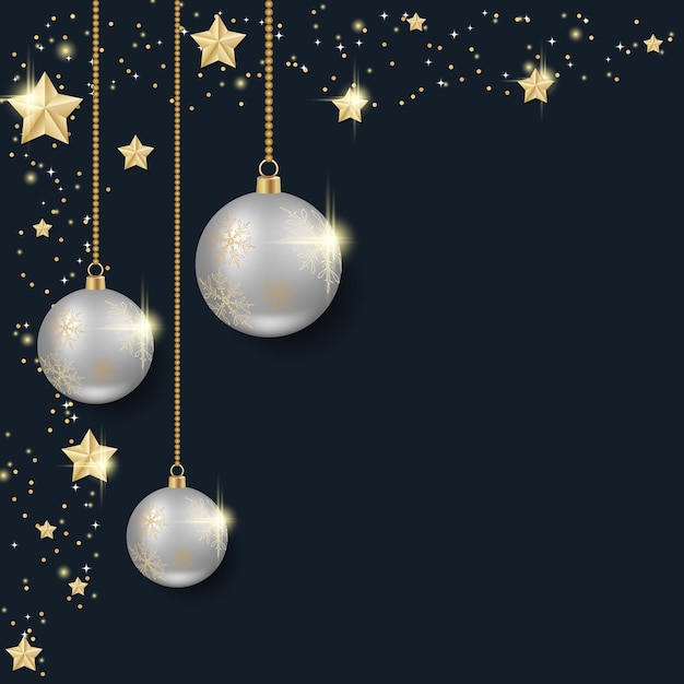 Fondo de vector de lujo negro de Navidad y año nuevo con decoración de invierno