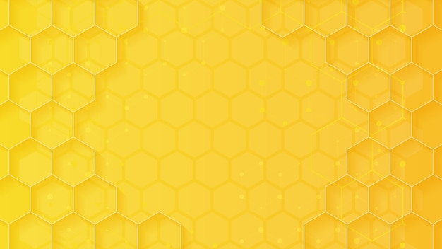 Fondo de Vector de luz y sombra de panal de hexágono amarillo abstracto