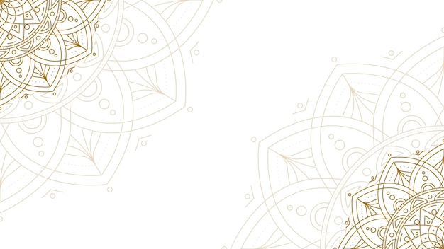 Fondo De Vector De Mandala De Línea Dorada Ornamental De Lujo Blanco Simple