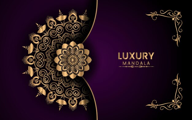 Fondo de vector de mandala de lujo con estilo arabesco dorado Vector Premium