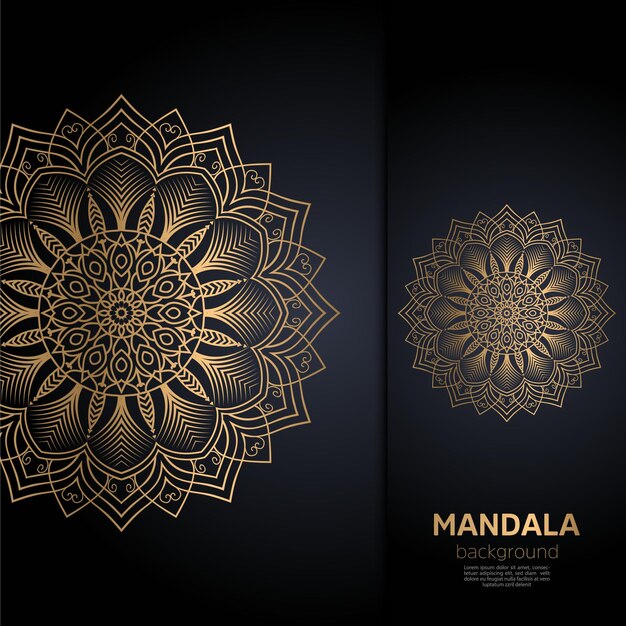 Fondo de vector de mandala de lujo con patrón real de arabesco dorado