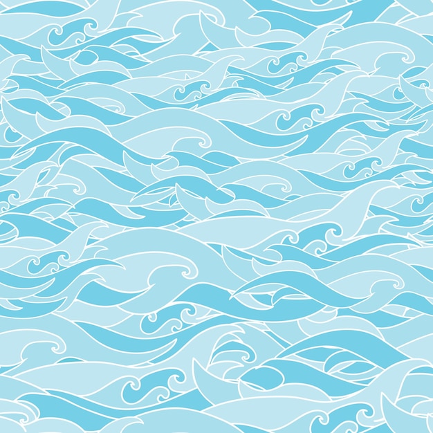 Fondo de vector de mar azul transparente con olas