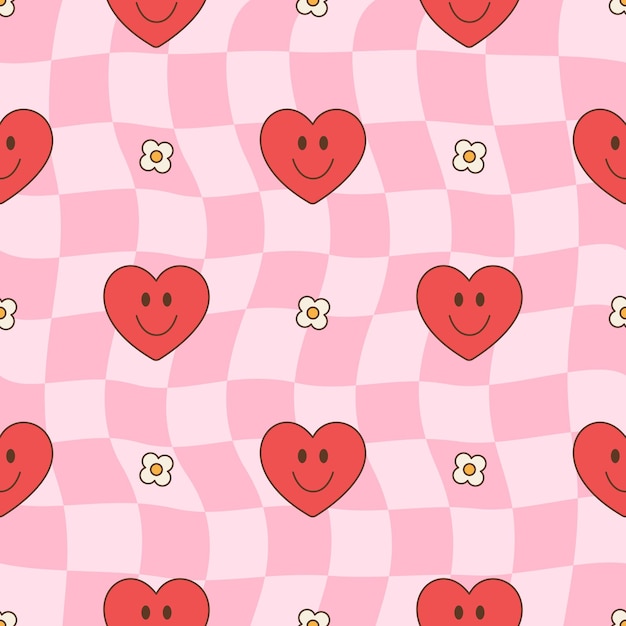 Fondo de vector maravilloso vintage con corazón y flores Estilo retro hippie 60s 70s 80s