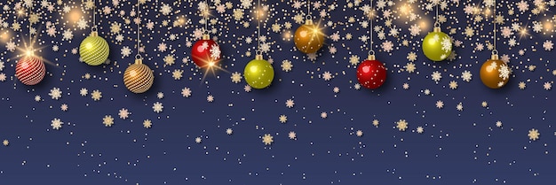 Fondo de vector de Navidad y año nuevo con estrellas doradas y copos de nieve