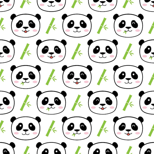 Fondo de vector de panda lindo inconsútil