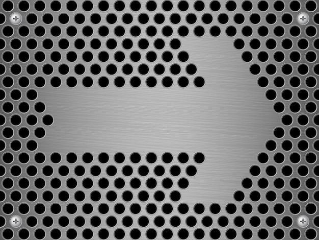Fondo de vector de pared de acero abstracto y signo de flecha