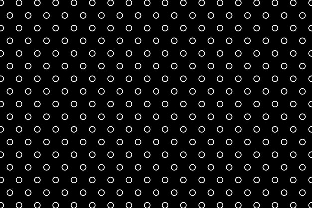 Fondo de vector de patrón de círculo delineado en blanco y negro. Esbozar pequeños anillos o pancartas circulares.