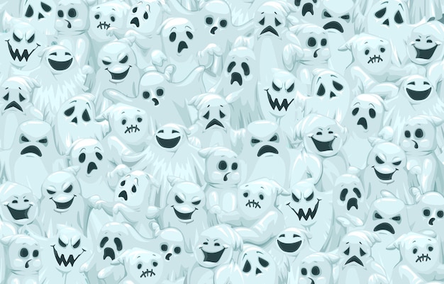 Fondo de vector de patrón de fantasmas de halloween de dibujos animados