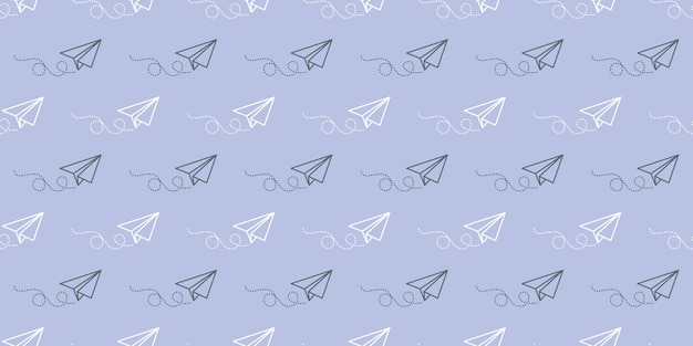 Fondo de vector de patrón de repetición sin costuras de avión de papel azul