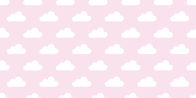 Fondo de vector de patrón de repetición sin costuras de cielo rosa y nubes
