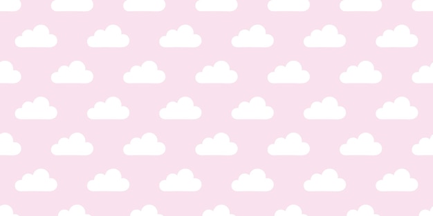 Vector fondo de vector de patrón de repetición sin costuras de cielo rosa y nubes