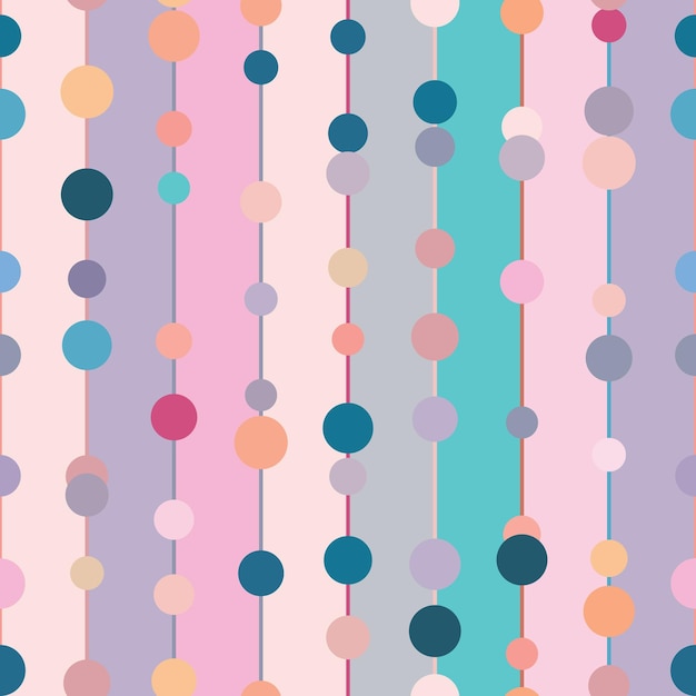 Fondo de vector de patrón de repetición geométrica colorida con rayas y puntos de colores aleatorios
