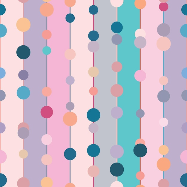 Fondo de vector de patrón de repetición geométrica colorida con rayas y puntos de colores aleatorios