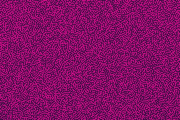 Fondo de vector de patrón turing rosa y azul vintage. Textura de líneas orgánicas de difusión de reacción.