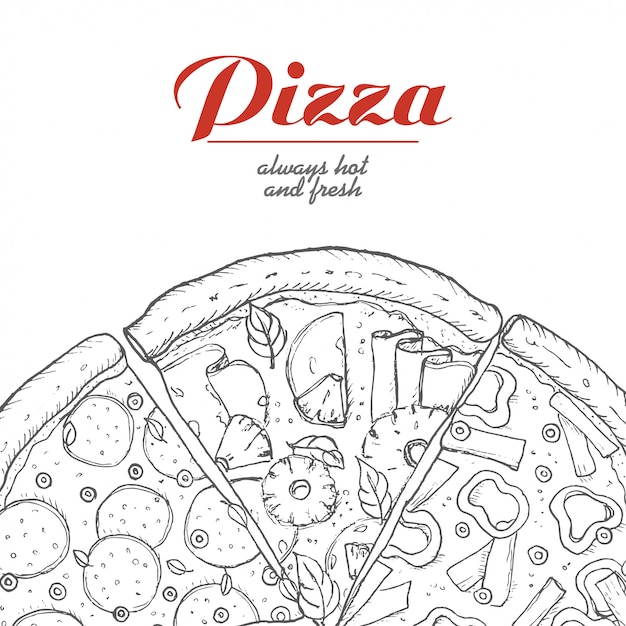 Fondo de vector con piezas de pizza