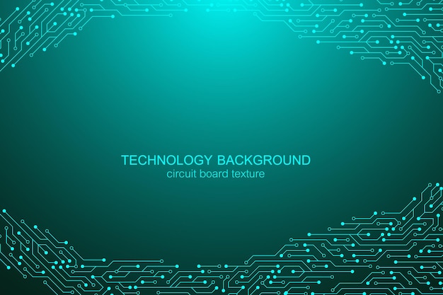 Fondo de vector de placa base de computadora con elementos electrónicos de placa de circuito