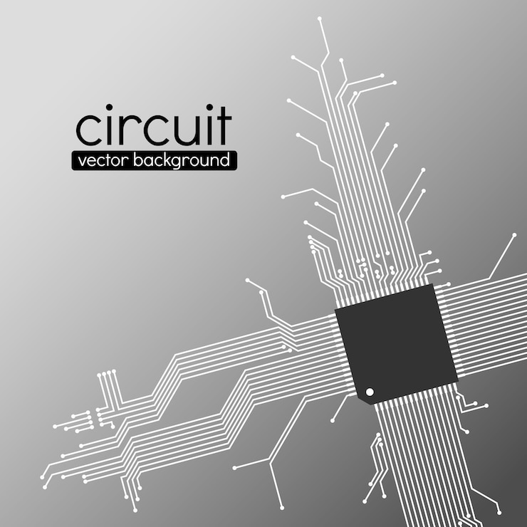 Vector fondo de vector de placa de circuito, esquema de color gris claro.