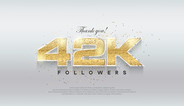 Fondo de vector premium de 42k seguidores de oro de lujo brillante para celebración