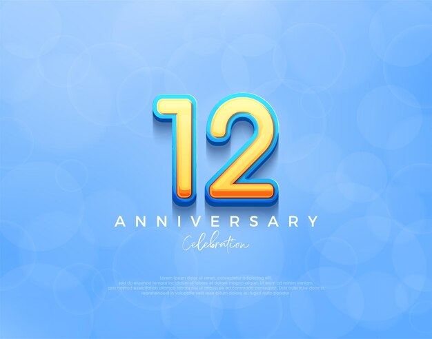 Fondo de vector premium de diseño de 12.º aniversario con tonos azul marino Fondo de vector premium para saludo y celebración