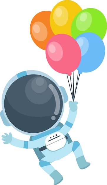 Fondo de vector premium de globo de astronauta lindo de dibujos animados dibujados a mano favorito de niños y bebés