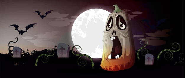 Fondo de vector púrpura de miedo de halloween. cementerio espeluznante y casa embrujada