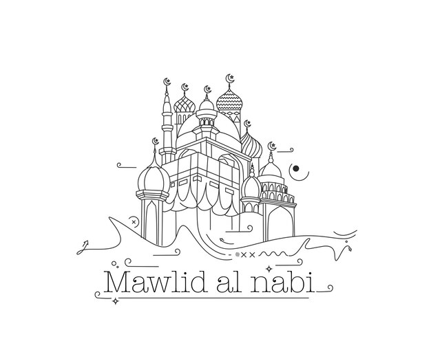 Vector fondo de vector de saludo de celebración de mawlid al nabi