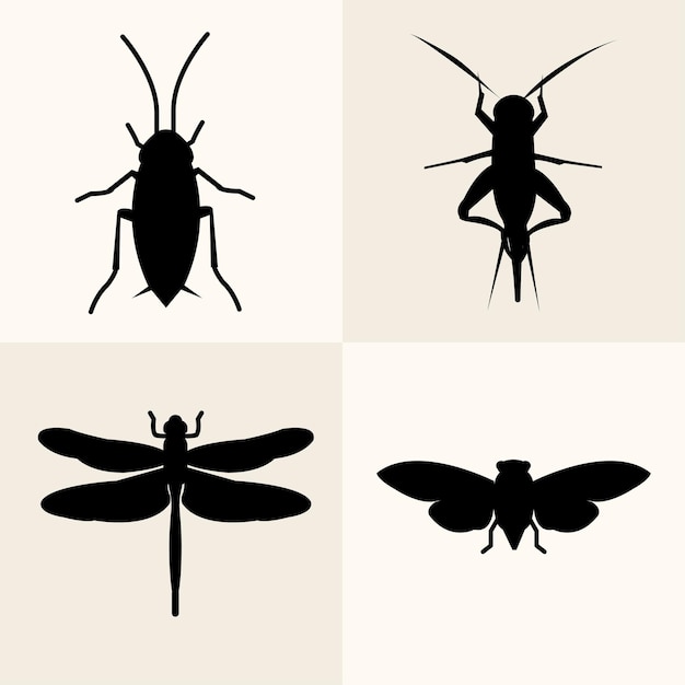 Fondo de vector de silueta de insecto