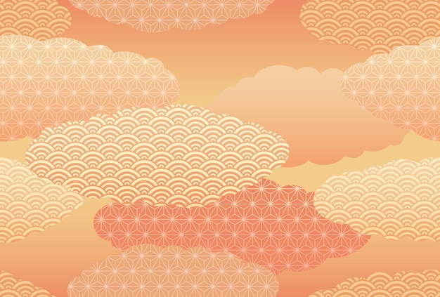 Fondo De Vector De Tarjeta De Año Nuevo Sin Fisuras Con Patrones De Nubes Vintage.
