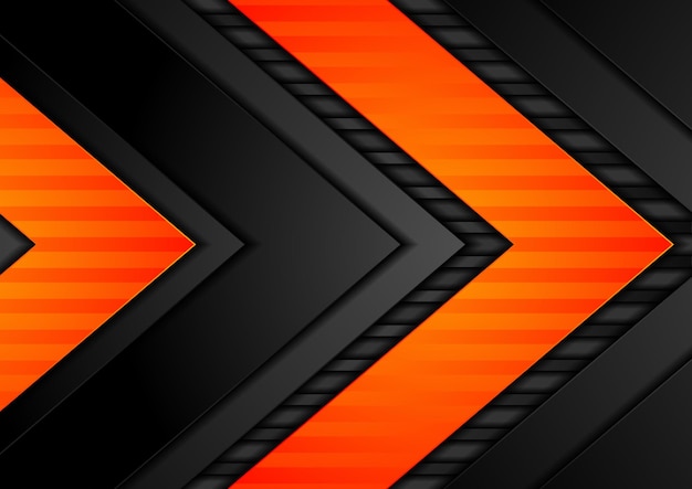 Fondo de vector de tecnología de flechas naranja negro abstracto