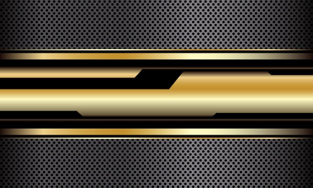 Fondo de vector de tecnología futurista de lujo de malla de círculo gris geométrico cibernético negro abstracto dorado