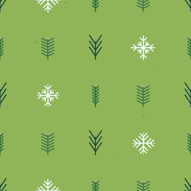 Fondo de vector de tema de invierno de pino y copos de nieve