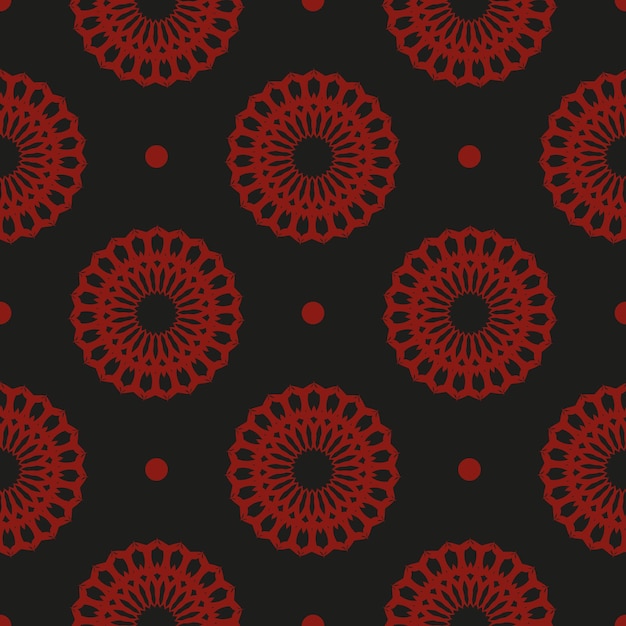 Fondo de vector transparente abstracto negro y rojo chino fondo de pantalla en una plantilla de estilo vintage elemento floral indio adorno para embalaje de tela de papel tapiz y papel