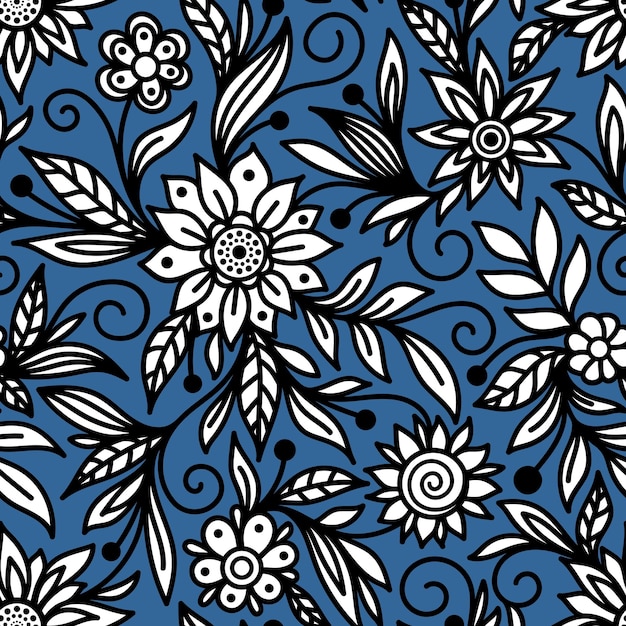 Fondo de vector transparente azul con flores blancas