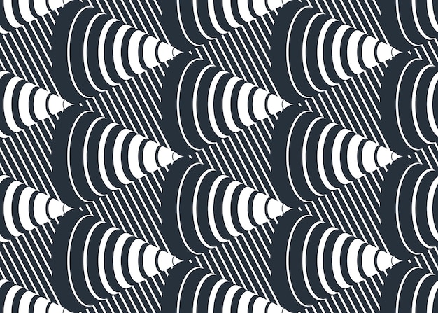 Fondo de vector transparente de conos op art, patrón de ilusión óptica de mosaico repetido, textil o papel de regalo, fondo de página web o papel tapiz.