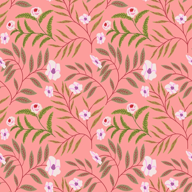 Fondo de vector transparente de flores pintadas Patrón sin costuras de flores silvestres