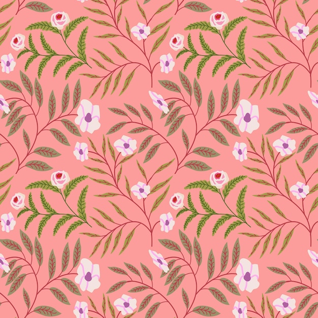 Fondo de vector transparente de flores pintadas Patrón sin costuras de flores silvestres