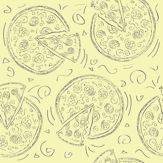 Fondo de vector transparente de rebanada de pizza estilo Doodle