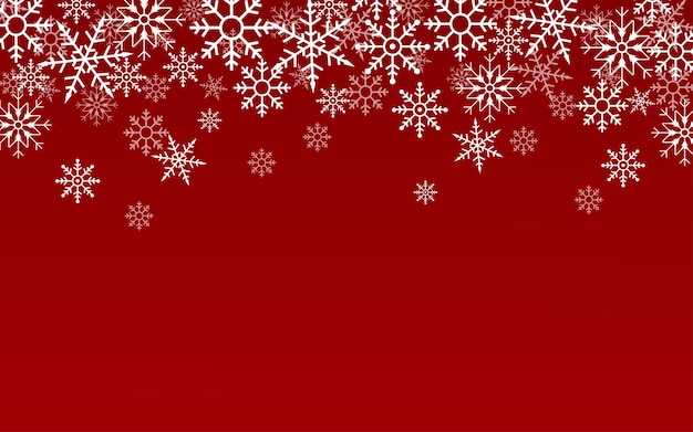 Fondo de vectores repetitivos horizontales de copo de nieve rojo