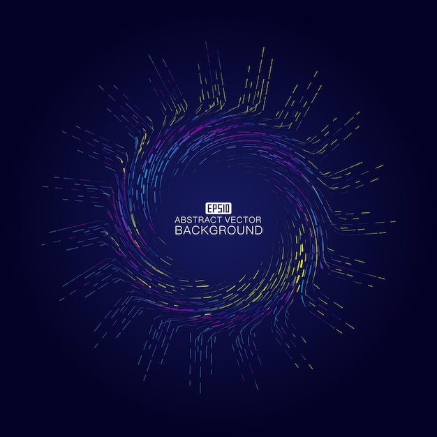 Un fondo vectorial abstracto compuesto por líneas de colores que se mueven hacia el centro
