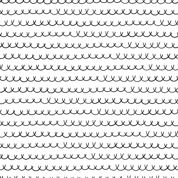 Fondo vectorial abstracto expresivo sin costuras en blanco y negro sin costuras patrón dibujado a mano