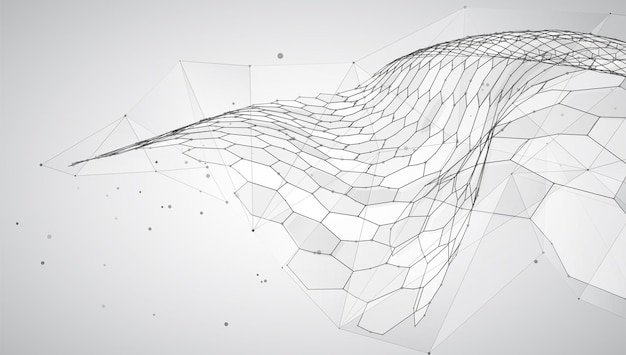 fondo vectorial abstracto con hexágonos paisaje del mundo virtual diseño 3D