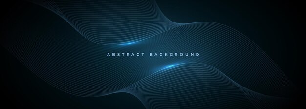 Fondo vectorial amplio azul oscuro abstracto con líneas onduladas azules brillantes