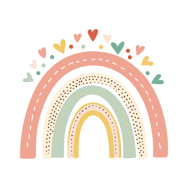 Fondo vectorial con arco iris feliz dibujado a mano Textura de bebé de moda para textiles de tela