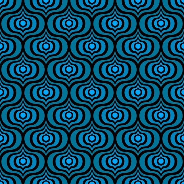 FONDO VECTORIAL ART DECO INCONSÚTIL NEGRO CON ELEMENTOS ABSTRACTOS AZULES CLAROS