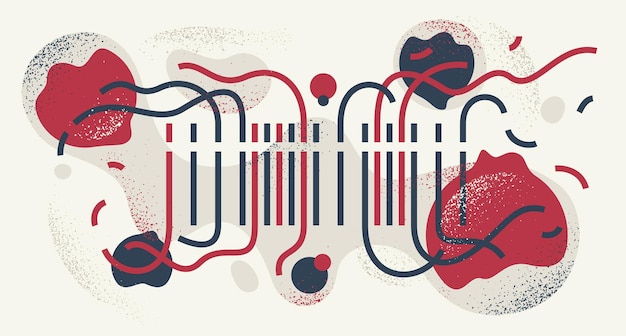 Fondo vectorial artístico geométrico con líneas, salpicaduras y texturas composición de arte moderno abstracto decoración de diseño rítmico y de movimiento en colores rojo y negro